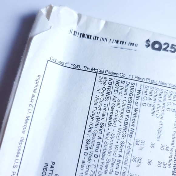 Vintage | McCalls Fringe Skirts Pattern - Picture 3 of 4